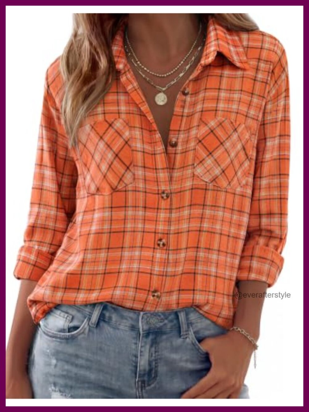 Zeagoo Women's Plaid Button Down Flannel Shirt Long Sleeve Casual Top